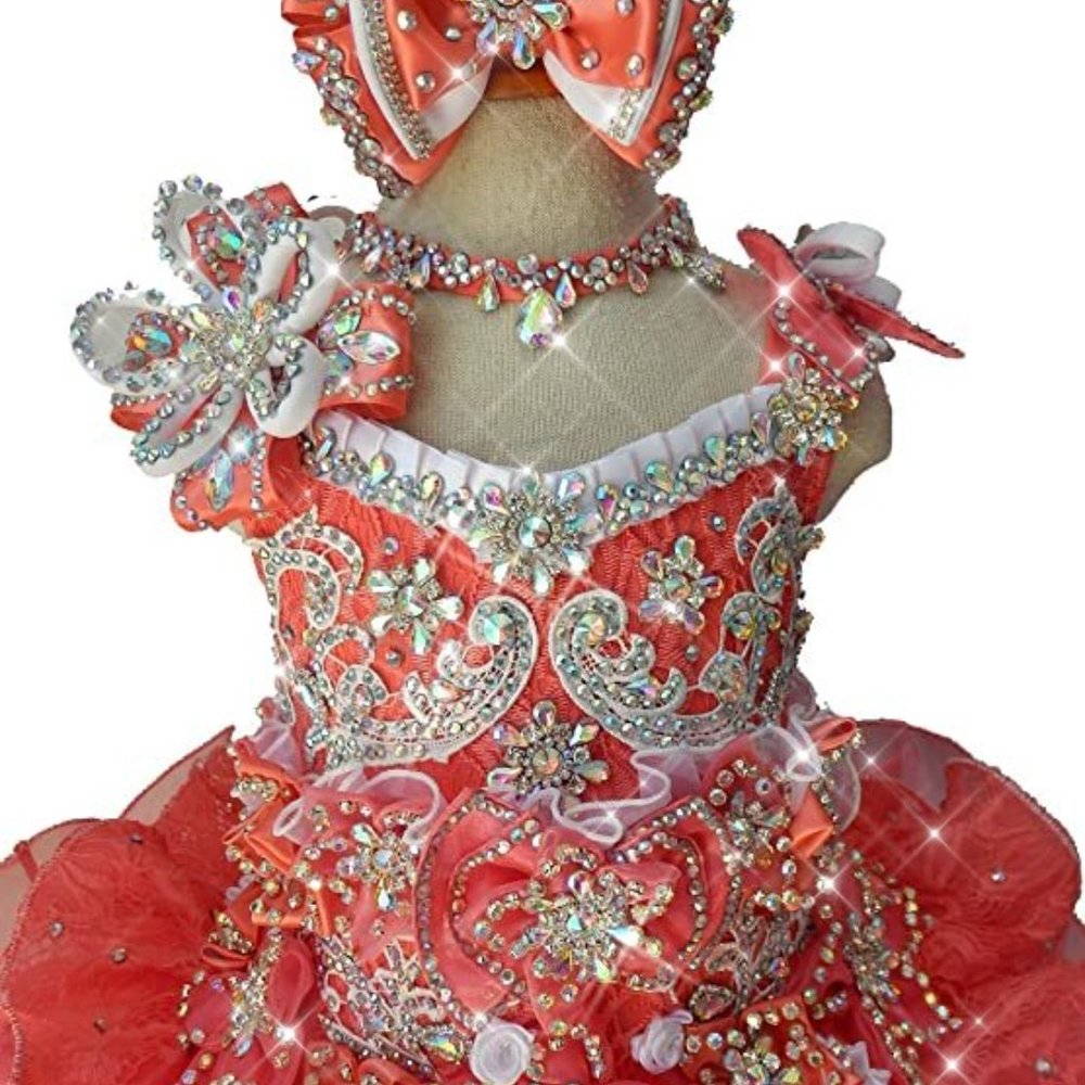 NEW Beautiful Sparkling Bling Rhinestone Baby Blue Flower Girl Pageant D… - Picture 11 of 16